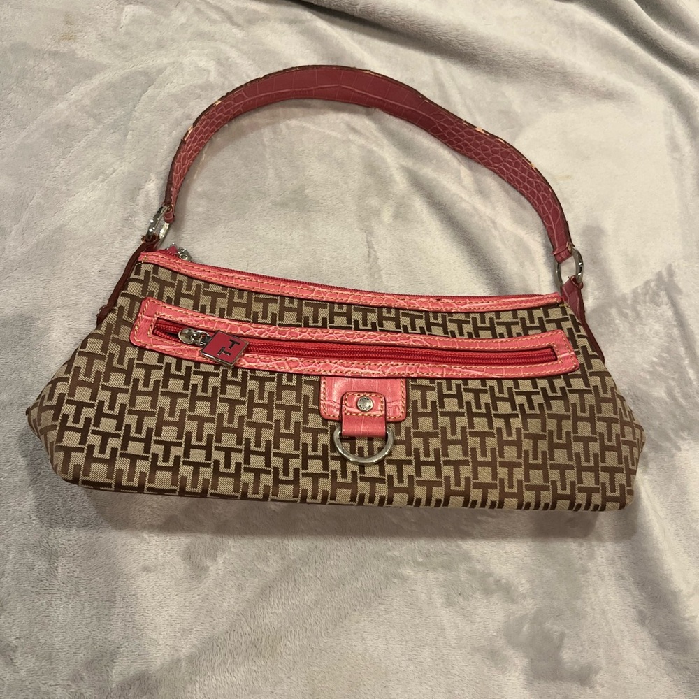 Tommy Hilfiger Brown and Pink Shoulder Bag
